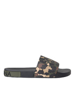 Dolce & Gabbana Multicolor Camouflage Leather Beachwear Men Men's Shoes