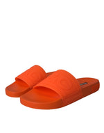 Dolce & Gabbana Orange Rubber Slides Sandals Beachwear Men's Shoes