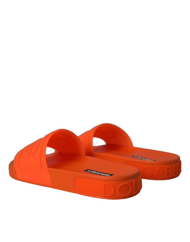 Dolce & Gabbana Orange Rubber Slides Sandals Beachwear Men's Shoes