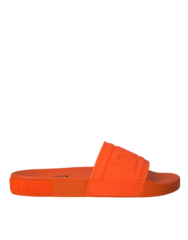 Dolce & Gabbana Orange Rubber Slides Sandals Beachwear Men's Shoes