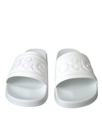 Dolce & Gabbana White Rubber Slides Sandals Beachwear Men's Shoes