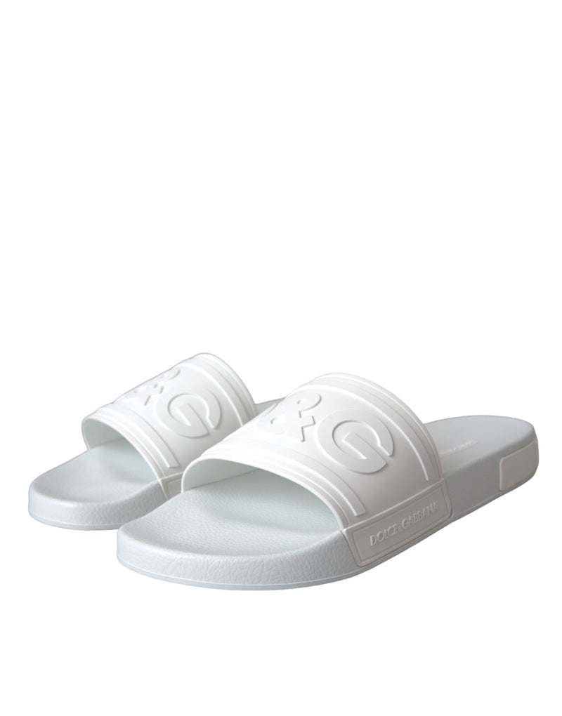 Dolce & Gabbana White Rubber Slides Sandals Beachwear Men's Shoes