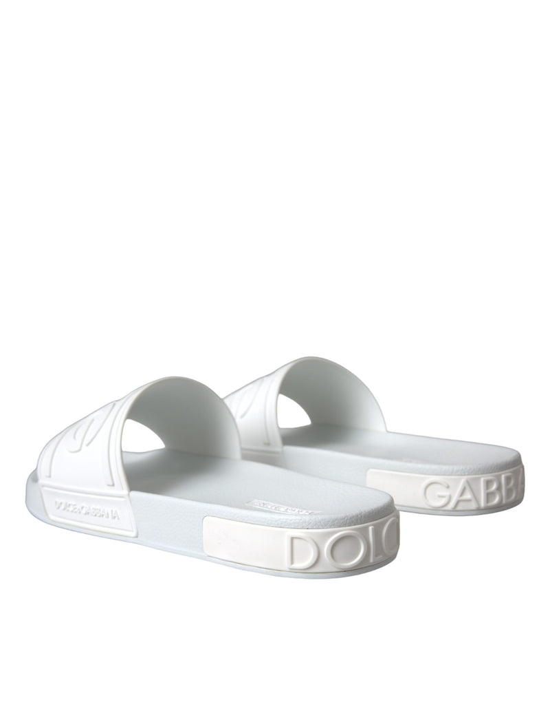 Dolce & Gabbana White Rubber Slides Sandals Beachwear Men's Shoes