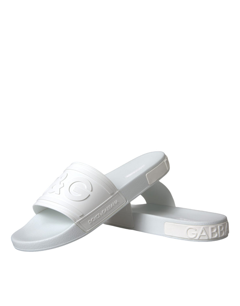 Dolce & Gabbana White Rubber Slides Sandals Beachwear Men's Shoes