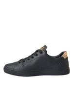 Dolce & Gabbana Black Leather Heart Embellished Sneakers Men's Shoes (Pre-Owned)