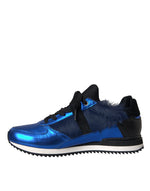 Dolce & Gabbana Blue Black Calf Hair Leather Sneakers Men's Shoes