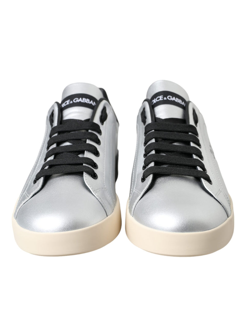 Dolce & Gabbana Silver Portofino Calf Leather Sneakers Men Men's Shoes