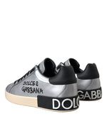 Dolce & Gabbana Silver Portofino Calf Leather Sneakers Men Men's Shoes