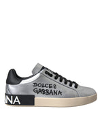 Dolce & Gabbana Silver Portofino Calf Leather Sneakers Men Men's Shoes