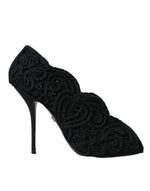 Dolce & Gabbana Black Cordonetto Ricamo Pump Open Toe Women's Shoes (Pre-Owned)