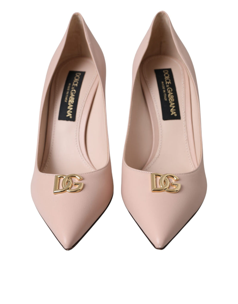 Dolce & Gabbana Beige Lamb Leather Logo Pumps Heels Women's Shoes (Pre-Owned)