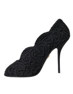 Dolce & Gabbana Black Cordonetto Ricamo Pump Open Toe Women's Shoes (Pre-Owned)