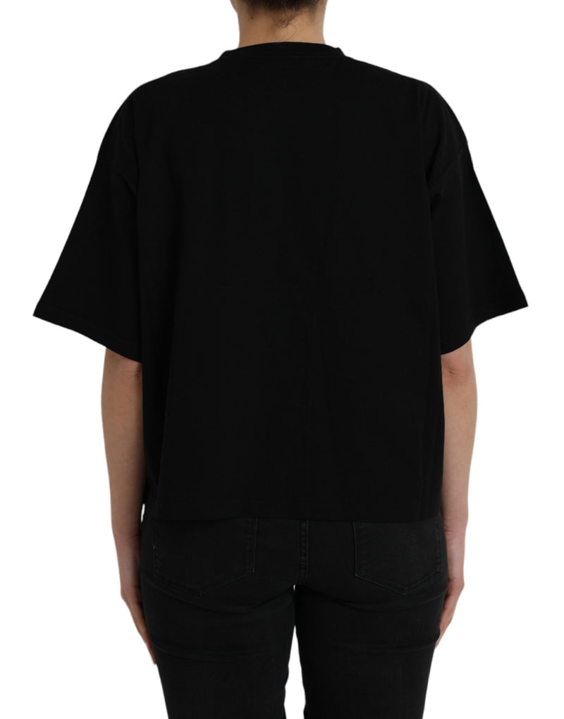 Balenciaga Black Cotton Logo Crew Neck Short Sleeves Women's T-shirt