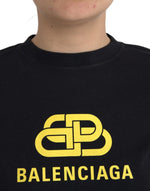 Balenciaga Black Cotton Logo Print Crew Neck Short Sleeves Women's T-shirt