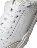 Dolce & Gabbana White Gold Leather Men Sneakers DAYMASTER Men's Shoes (Pre-Owned)