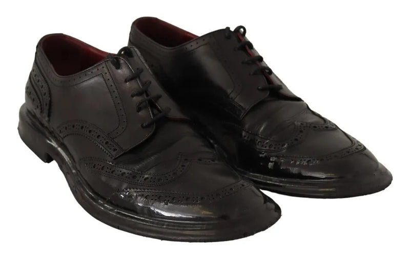 Dolce & Gabbana Black Leather Brogue Oxford Dress Men's Shoes (Pre-Owned)