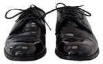 Dolce & Gabbana Black Patent Leather Derby Dress Men's Shoes (Pre-Owned)