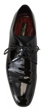 Dolce & Gabbana Black Patent Leather Derby Dress Men's Shoes (Pre-Owned)