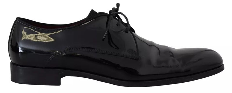 Dolce & Gabbana Black Patent Leather Derby Dress Men's Shoes (Pre-Owned)