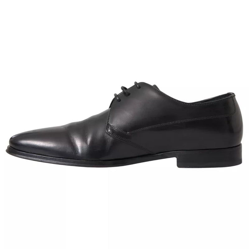 Dolce & Gabbana Black Leather Derby Formal Dress Men Men's Shoes (Pre-Owned)