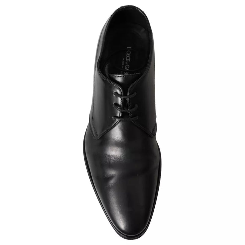 Dolce & Gabbana Black Leather Derby Formal Dress Men Men's Shoes (Pre-Owned)