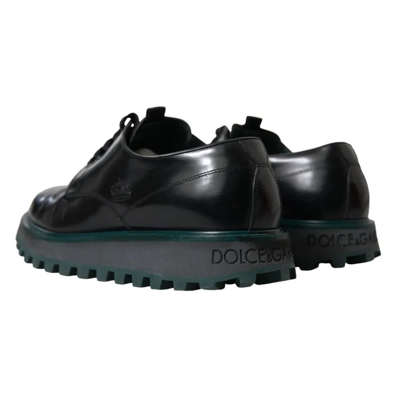 Dolce & Gabbana Black Leather Derby Formal Dress Men's Shoes (Pre-Owned)