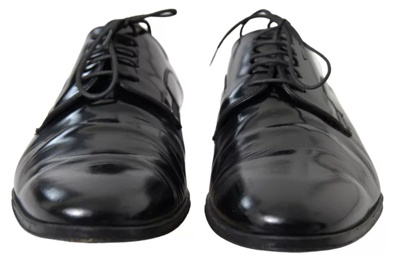 Dolce & Gabbana Black Polished Leather Formal Dress Men's Shoes (Pre-Owned)