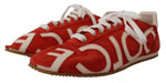 Dolce & Gabbana Red White Leather Mens Logo Casual Sneakers Men's Shoes