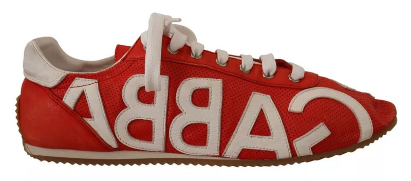 Dolce & Gabbana Red White Leather Mens Logo Casual Sneakers Men's Shoes