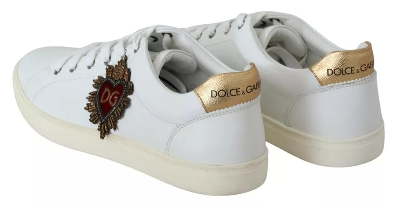 Dolce & Gabbana White Leather Heart Low Top Sneakers Men Men's Shoes (Pre-Owned)