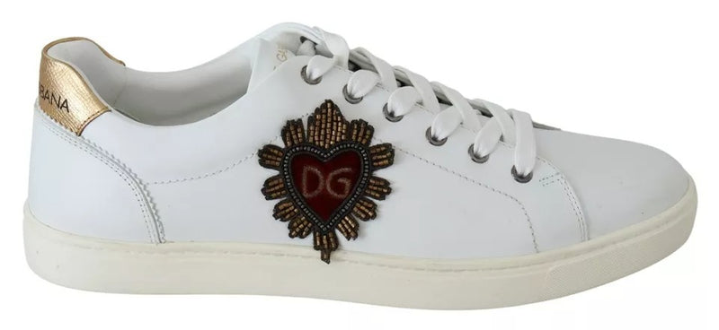 Dolce & Gabbana White Leather Heart Low Top Sneakers Men Men's Shoes (Pre-Owned)