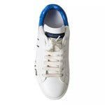 Dolce & Gabbana White Blue Leather Logo Low Top Sneakers Men Men's Shoes (Pre-Owned)