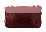 Dolce & Gabbana Pink Red Exotic Skins Gold Chain Purse LUCIA Leather Women's Bag (Pre-Owned)