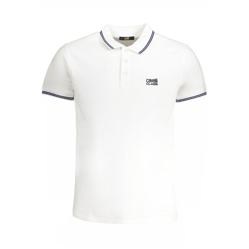 Cavalli Class White Cotton Polo Men's Shirt