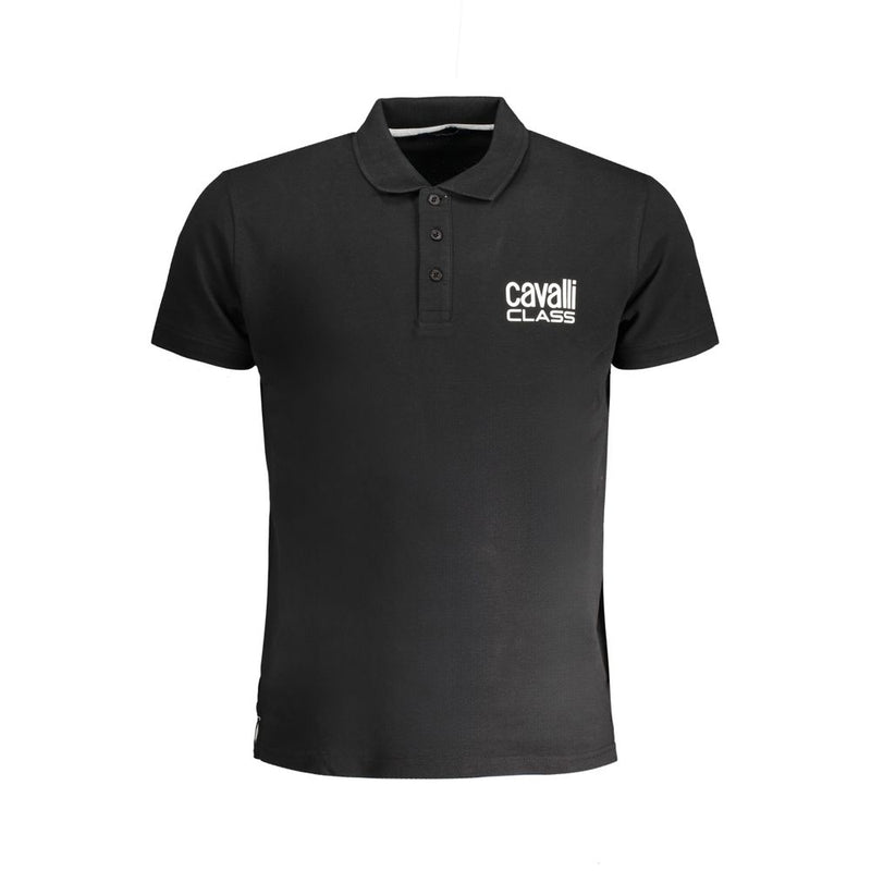 Cavalli Class Black Cotton Polo Men's Shirt