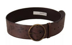 Dolce & Gabbana Dark Brown Wide Calf Leather Logo Round Buckle Women's Belt