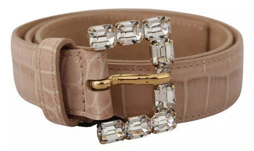 Dolce & Gabbana Beige Leather Crystal Buckle Women Women's Belt