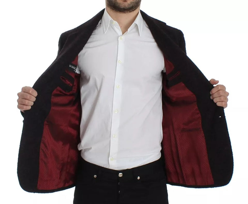 Dolce & Gabbana Bordeaux Alpaca Two Button Jacket Men's Blazer