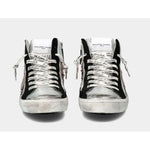 Philippe Model Elegant Gray Leather Sneakers with Sequin Women's Details