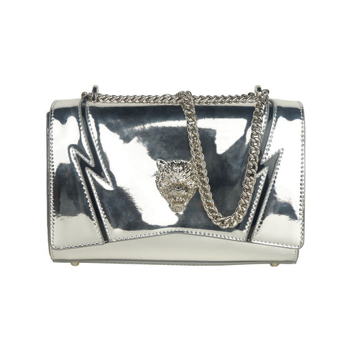 Plein Sport Elegant Gray Chain-Strapped Shoulder Women's Bag