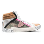 Philippe Model Army Green High-Top Sneakers with Leather Women's Accents