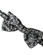 Dolce & Gabbana Black Floral Silk Adjustable Neck Men Bow Men's Tie