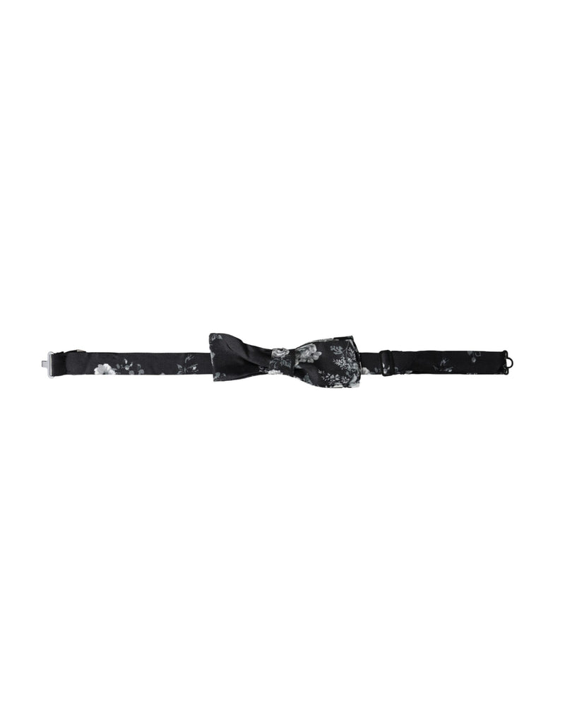 Dolce & Gabbana Black Floral Fantasy Adjustable Neck Men Bow Men's Tie