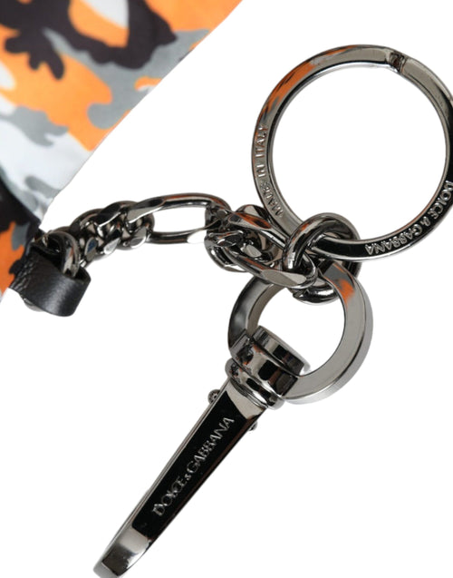 Dolce & Gabbana Multicolor Camouflage Animal Silhouette Keychain Men's Keyring