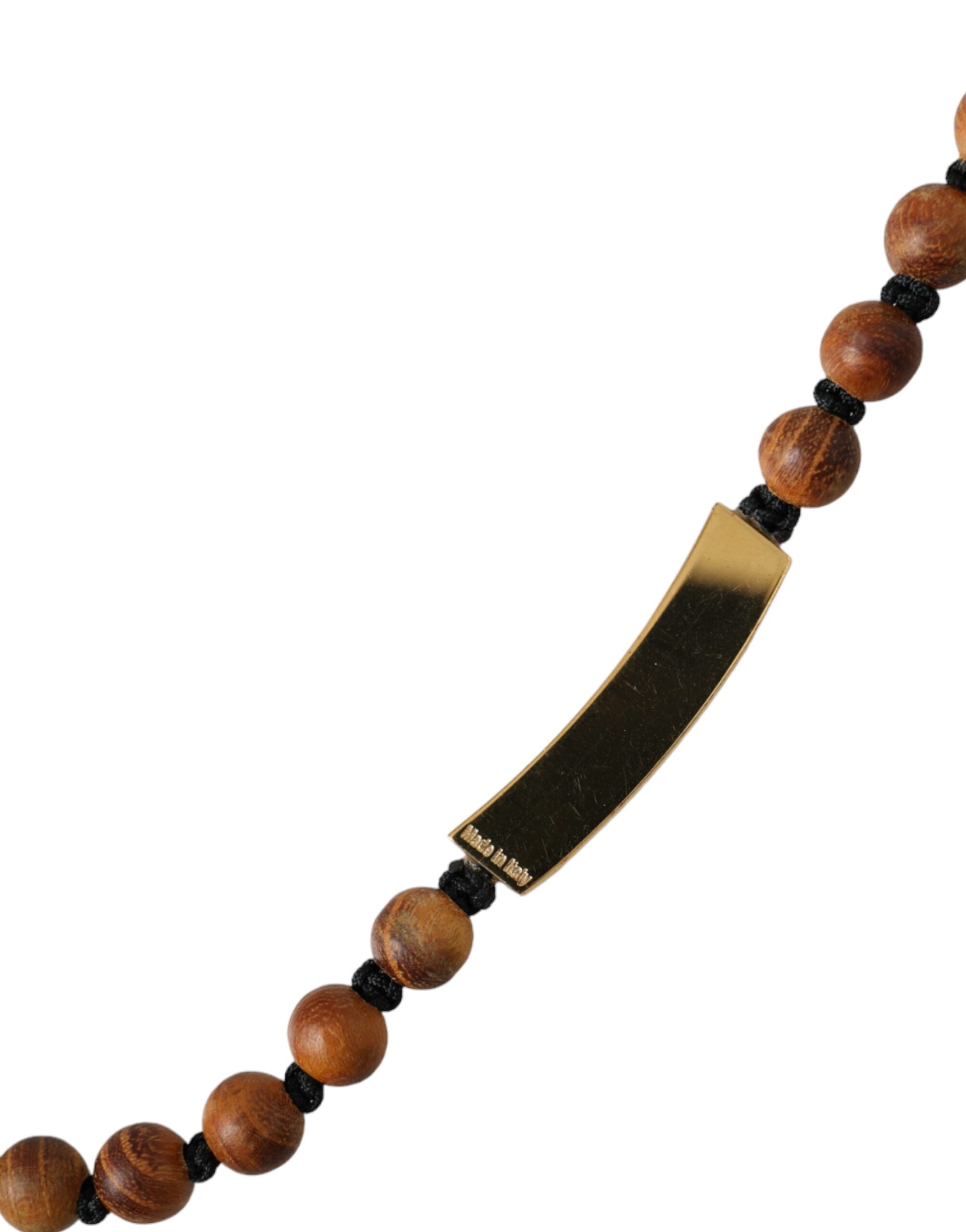 Dolce & Gabbana Black Gold Wooden Beaded Logo Men's Pendant