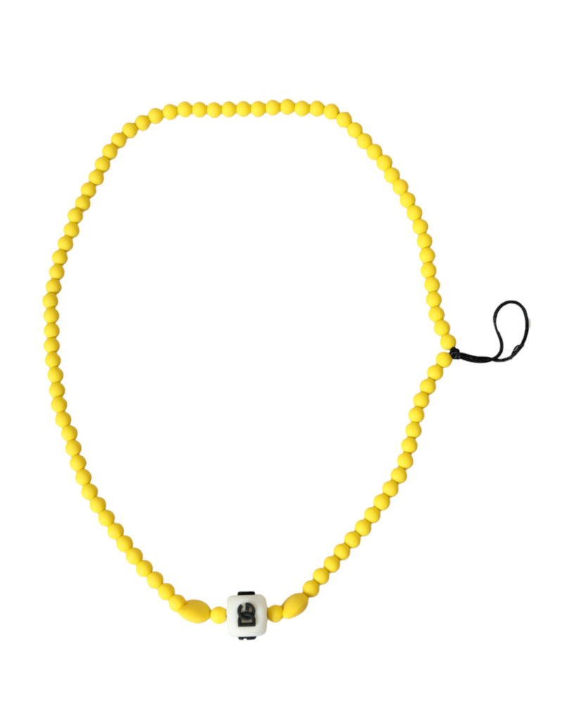 Dolce & Gabbana Yellow Beaded Chain DG Logo Charm Women's Necklace