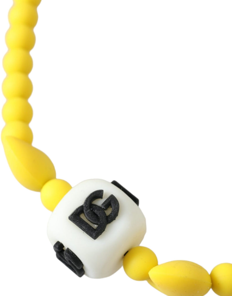 Dolce & Gabbana Yellow Beaded Chain DG Logo Charm Women's Necklace