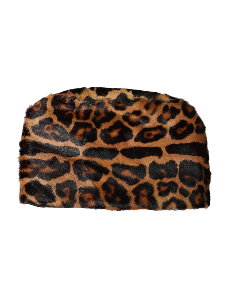 Dolce & Gabbana Brown Leopard Fur Women Bucket Women's Hat