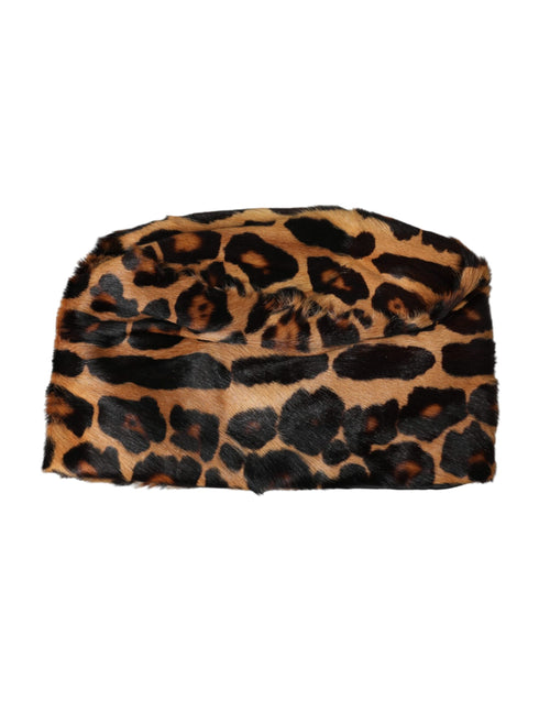 Dolce & Gabbana Brown Leopard Fur Women Bucket Women's Hat