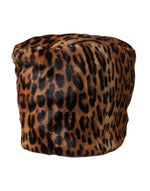 Dolce & Gabbana Brown Leopard Fur Women Bucket Women's Hat